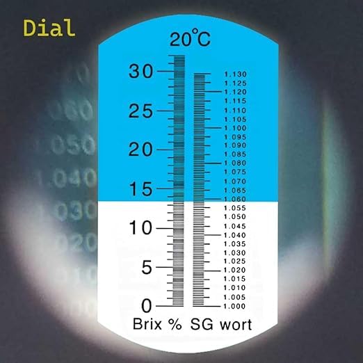 Brix Refractometer with ATC, Dual Scale - Specific Gravity & Brix, Hydrometer in Wine Making and Beer Brewing, Homebrew Kit