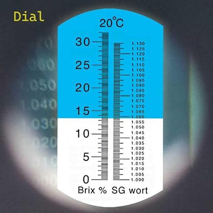 Brix Refractometer with ATC, Dual Scale - Specific Gravity & Brix, Hydrometer in Wine Making and Beer Brewing, Homebrew Kit