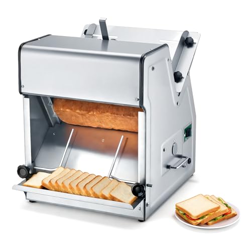 VEVOR Electric Bread Slicer, 370W 1680RPM Bread Slicing C, Stainless Steel Countertop Bread Cutter Machine for 12mm Slice Thickness, Commercial & Home Use for Bakeries Restaurants, 120V - size: Electric