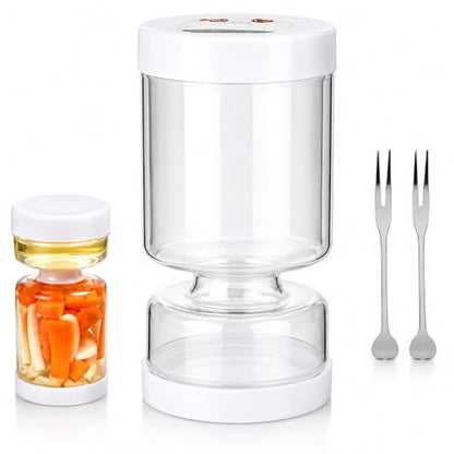 Pickle Jar with Strainer Flip, Airtight Pickle Container with Juice Separator, Fourth Generation Flip Drain Food Storage Jar for Pickles, Kimchi, Olives, Jalapenos, Fruits & Snacks
