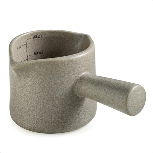 Espresso Cup 3 OZ, Espresso Accessories, Ceramic Espresso Measuring Cup Expresso Shot Cup with Handle, Double Spouts, Gray - color: Gray