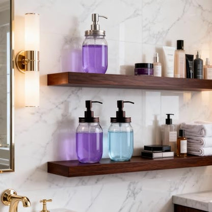 Amolliar Quart Size Mason Jar Liquid Soap Dispenser, 32OZ Glass Pump Bottle Rustproof Stainless Steel Pump Lid Lotion Dispenser, Regular Mouth Dish Soap Dispenser for Kitchen, Hand Soap, Bronze 2 Pack - color: Bronze, size: 2 Pack
