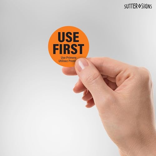 1000 Labels Use First Stickers for Food Service, 1.5-inch Wide, Orange by Sutter Signs - color: Orange