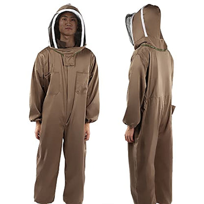 Semme Beekeeping Breathable Bee Suit Smock with Zipper for Beekeepers Comfortable Polyester Cotton Fabric Full Body Lightweight Foldable Available in L XL XXL (L) - size: L