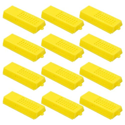 Queen Bee Cage 50Pcs Beekeeping Transport Cages Yellow White Bees Queen Post Room Cage Plastic King Prisoner Bee Apiculture Tools for Beekeeping Supplies