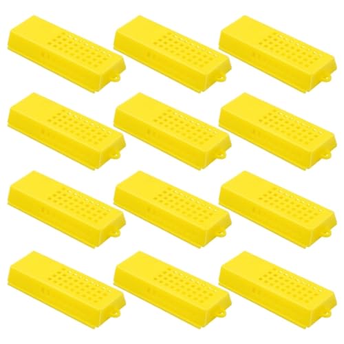 Queen Bee Cage 50Pcs Beekeeping Transport Cages Yellow White Bees Queen Post Room Cage Plastic King Prisoner Bee Apiculture Tools for Beekeeping Supplies
