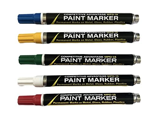 Enamel Paint Markers - MPD-15 MEDIUM - Beekeepers Combo - Permanent, Waterproof, Quick-drying (Queen Bee Marking Tones | Red, White, Blue, Green, Yellow) - color: Queen Bee Tones | Red, White, Blue, Green, Yellow