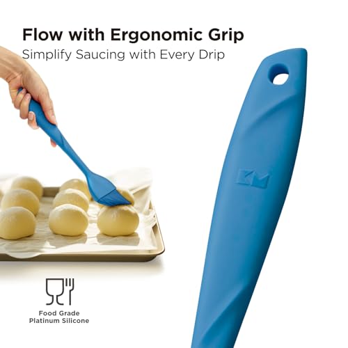 Kitchen Mama WaltzGrip 플래티넘 실리콘 베이스팅 페이스트리 브러시, 블루 | 내열성, 요리, 베이킹, 그릴링, 오일 또는 버터 스프레딩용, 식기세척기 사용 가능 - color: 블루.