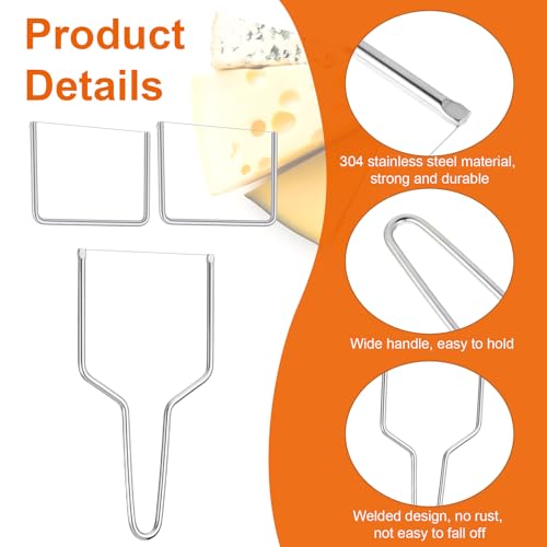 3 Pcs Cheese Slicer Wire Cheese Cutter Stainless Steel Block Butter Slicer Butter Cutter Tool (1 Y-Type & 2 U-Type)