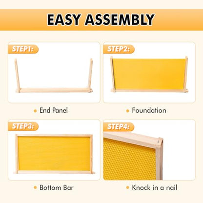 POLLIBEE Medium or Super Bee Hive Frames and Wax Foundations,10 Pack Honey Bee Frames with Beeswax Coated Food Grade Foundation Sheets, Beekeeping Supplies,6-1/4-Inch (Yellow) - size: Medium Yellow