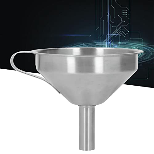 Stainless Steel Kitchen Funnel, Kitchen Funnel Food Grade Metal Funnel Multi Use Premium Metal Cooking Funnels with Strainer Brush for Filling Bottles Transferring Liquid Oil Milk