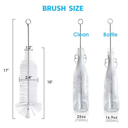 Bottle Brush - Ideal for Cleaning Narrow Neck Swing Top Glass, Brewing, Wine, Beer, Soda, Spray, Kombucha Bottles (White+2PCS) - color: A-white+2pcs