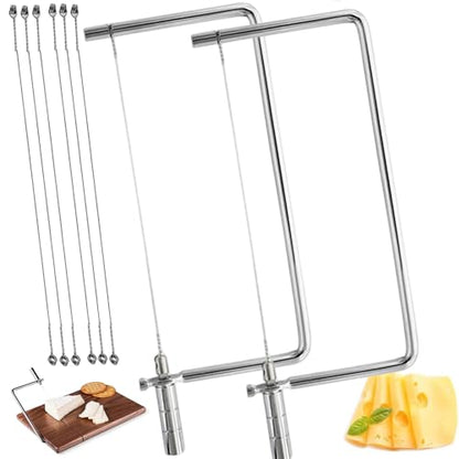 Cheese Cutter Board Accessories Kitchen Knife Marble Block Cheese Slicer Stainless Steel Components DIY for Making Giftable Cheese Cutting Boards with Hardware Cheese Slicer Kit,(2Slicer+8Wires)7in - size: 7in