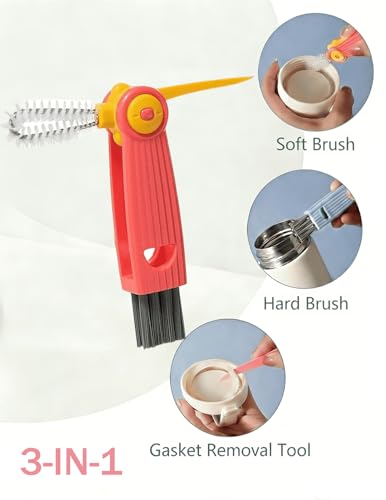 Baby Bottle Brush Set 4 in 1, Baby Bottle Cleaner, with 1P Nylon Bottle Brush, 1P Bottle Cap Brushes, 2P Straw Brushes, Bottle Brush with Nipple Cleaner and Suction Cup, BPA-Free(Pink) - color: Pink-nylon Brush