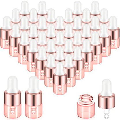 Didaey 100 Pcs 1/2/3/5/10/15 ml Mini Glass Oil Dropper Bottle Bulk, Clear Essential Small Empty Bottles Sample Containers Perfume Liquid Vials with Cap for Traveling (1 ml,Blush Pink) - color: Blush Pink, size: 1 ml
