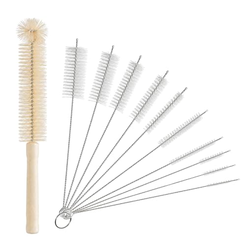 SIMPOR Bottle Cleaning Brush Set - 11Pcs Long Handle Straw Cleaner for Water Bottle, Reusable Pipe Cleaning Brush for Sippy Cup, Drinking Straw, Narrow Neck Bottles, Kettle Spout, Pipes, Tubes