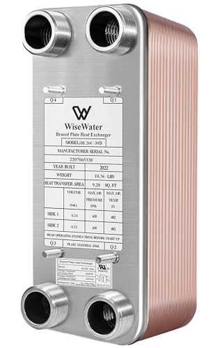 AB Plate Heat Exchanger, 5"x12" 30 Plates Water To Water Heat Exchanger, Copper/SS316L Stainless Steel Brazed Plate Heat Exchanger For Floor Heating, Water Heating, Snow