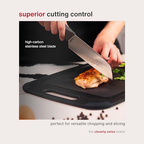 Zyliss Comfort Knife - Japanese Stainless Steel Blade - Non-Slip Contoured Handle for All Hand Sizes - Kitchen Tools with Safety Kitchen Blade Guards - Dishwasher Safe - 5.9" Santoku Knife - size: 5.9"