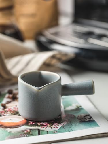 Espresso Cups Ceramic, Espresso Measuring Cups with Dual Measurement Scale, Expresso Shots Cup with Handle, Espresso Accessories, 3 Oz/ 90 Ml, Blue - color: Blue