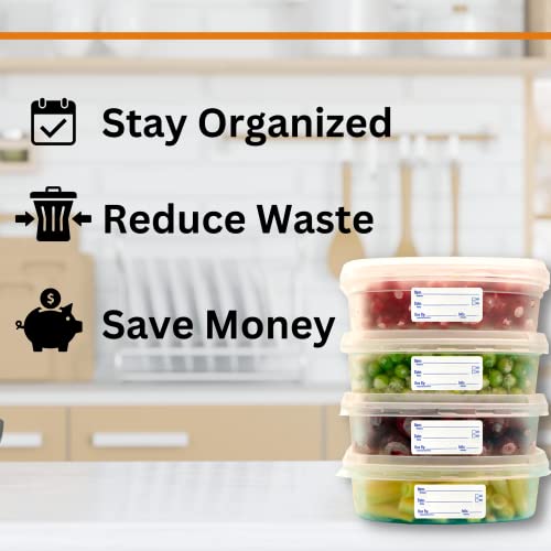2x1 Dissolvable Labels for Food Containers (500, Blue) - Writeable, Heat-Resistant, Freezer-Safe, Bilingual Restaurant Supplies - color: Blue, size: 500