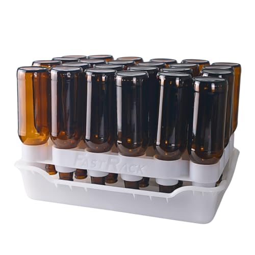 FASTFERMENT - 24-Bottle Drying Rack & Tray| Bottle Drying Tree Alternative | Dry & Store your Wine or Bomber/Belgian Bottles | Stackable | White | Dishwasher Safe | Home Brewing Supplies