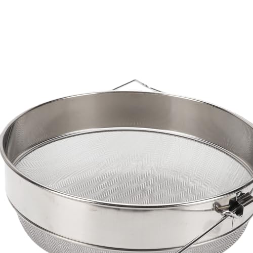Cryfokt Honey Strainer, Stainless Steel Double Sieve Honey Filter with Expandable Mesh Screen for 5 Gallon Bucket Beekeeping Equipment