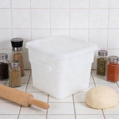 Yardwe Food Storage Bucket with Lid - 6l White Plastic Pail - Stackable Square Storage Container for Pickling, Brining, And Ice Cream - Kitchen Pantry Box