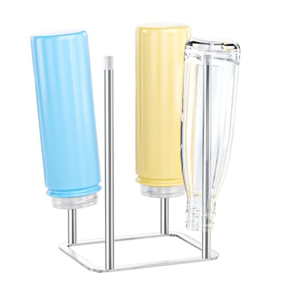 Water Bottle Drying Rack, Stainless Steel Bottle Dryer Rack, Baby Bottles Rack Dryer, Cup Drying Rack, Reusable Bag Drying Stand, Kitchen Stand Holder for Glass Bottles, Plastic Bag (Silver)