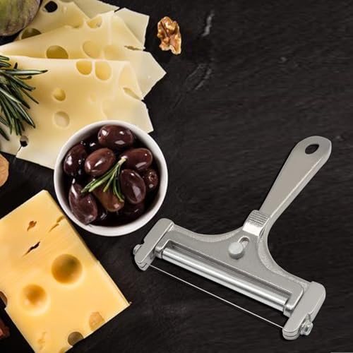 Silver Cheese Slicer Kit Wire Food Slicer | Adjustable Thickness, Handheld, 4 Replacement Wires & Wrench, For Butter Mozzarella Cheddar, Block Butter - style: Silver
