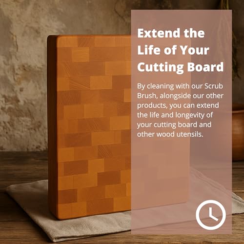 The Block & Board Company Specialist Board Cutting Board Scrub Brush Food Grade Cleaning Brush | For Wood, Stone, Butcher Block, Countertop & Utensils - size: 0.4"L x 3.9"W