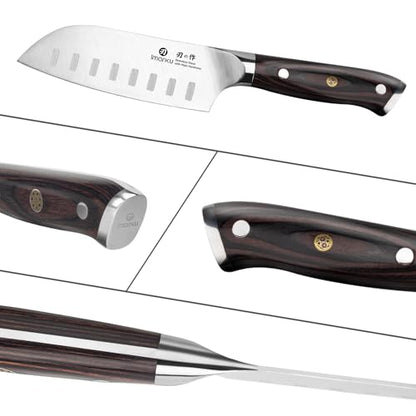 imarku Santoku Knife Chef Knife 5 inch Ultra Sharp Asian Knife Japanese Chef Knife - Japanese High Carbon Stainless Steel - Ergonomic Pakkawood Handle, Best Choice for Home Kitchen - color: Rosewood