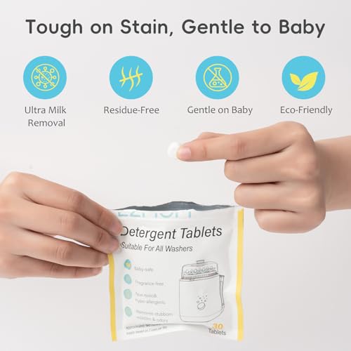 Bottle Washer Detergent Tablets, 120 Count Universal Detergent Soap Tablets, Deep Cleaning Washing Block, Compatible with All Brands of Baby Bottle Washers