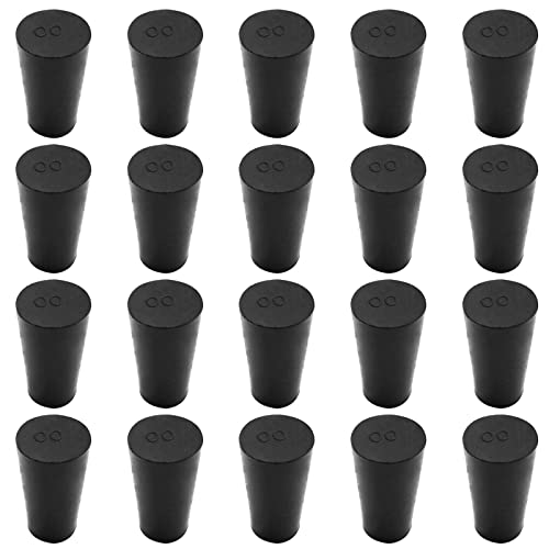 20 Pack Solid Rubber Stoppers Size #00-15mm x 10mm - 25mm Long - Tapered Laboratory Test Tube Stopper Plug - Black - color: Black, size: 00#