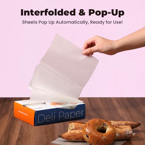Fit Meal Prep [500 Pack] 8 x 10.75" Wax Paper Sheets for Food, Interfolded Precut Deli Pop Up Grease-Proof Sandwich Paper Wraps, Waterproof for Lunch, Food Basket, Microwave Cover, BBQ - size: 8 x 10.75"