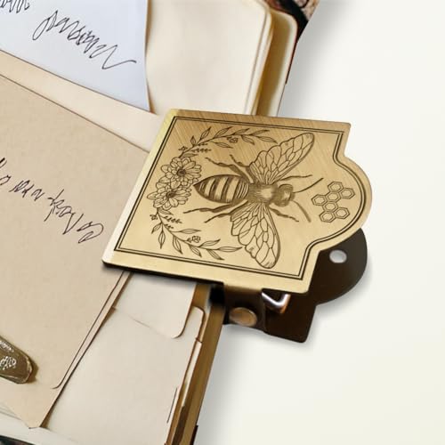 ANATTASOUL Travel Journal Clip Vintage Bee Wreath Metal Book Clips, Decorative Heavy Duty Journal Clips to Hold Journal Open for Notebook, Photo, Book, Paper, Bookmark, Office Kitchen Home DIY Use - style: Bee Wreath