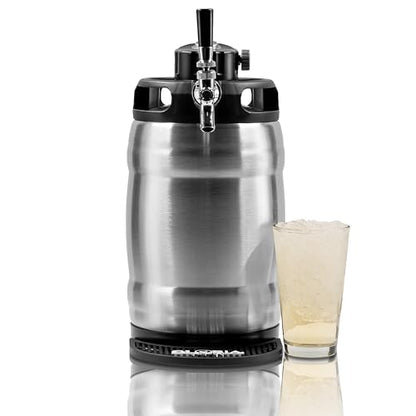 Gloria Rose 7L (1.8 Gal) Mini Keg, Pressurized Keg for Drinks, with Tap System, Co2 Regulated, Stainless Steel - size: 7L Silver