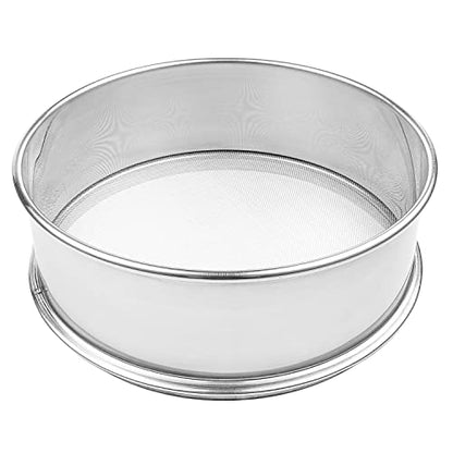 Vollum Stainless Steel Flour Sifter Fine Mesh Round Flour Sieve for Baking 14" Diameter x 2.88" High; 30 Mesh (Hole Size 0.6mm) - size: 14" Dia. x 2.88" High