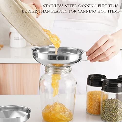 2 Pack Canning Funnel Stainless Steel Wide Mouth Funnel with Handle for Wide and Regular Mason Jars
