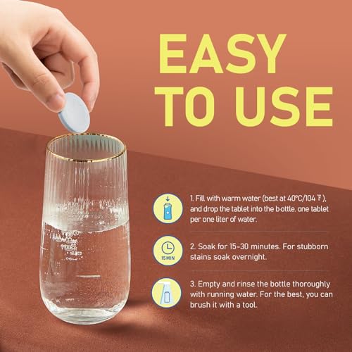 Water Bottle Cleaning Tablets, 18 Pack Bottles Clean Tablet Hydration Bladder Cleansing Tablets for Hydration Bladder, Water Bottle, Individually Packed, Mint Flavor - size: 1 Count (Pack of 18)