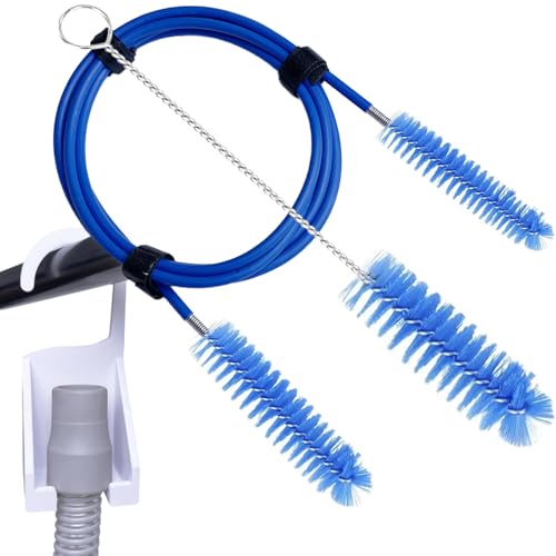 Thickened CPAP Hose Cleaner Brush Kit – Anti-Bending Dual-Ended Long Brush with Protective Sleeve, Mask Brush, Drip-Dry Hook, Fits 15-22mm Tubes, Complete CPAP Cleaning Supplies - color: Blue