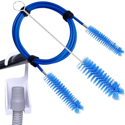 Thickened CPAP Hose Cleaner Brush Kit – Anti-Bending Dual-Ended Long Brush with Protective Sleeve, Mask Brush, Drip-Dry Hook, Fits 15-22mm Tubes, Complete CPAP Cleaning Supplies - color: Blue