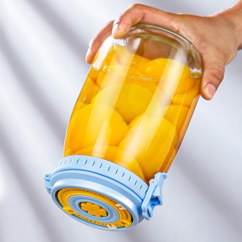 2PCS Fermenting Jar 1000ml Date-Marked Sourdough Starter Jar with Air Release Vent Sourdough Jar Reusable Kimchi Container Multipurpose Glass Storage Jars Home Decoration