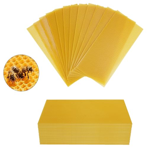 Bee Hive Foundation Sheets - 30 Pcs Pure Beeswax Comb Foundation 7.68 x 16.34 Inch, Beekeeping Supplies for Langstroth Hive Frames, Increases Honey Production & Colony Development