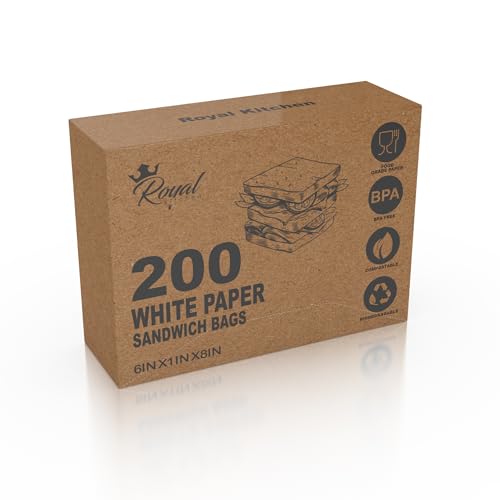 Kraft Paper Sandwich Style Bags (200) 6"x 1"x 8" Dry Wax Grease Resistant Bags. Perfect for Sandwiches, Cookies, Pastries, Take Out, and Gifts. Made in USA. - color: Brown