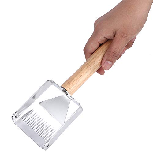 Haofy Honey Scraper Multifunction Beehive Uncapping Fork Honey Shovel Beekeeping Knife Tool Stainless Steel Wood Handle