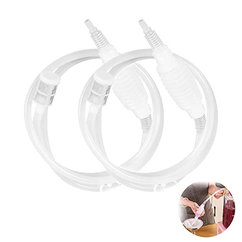 2 Pack Brewing Siphon Pump Manual Liquid Transfer Hose Tube Pipe with Filter for Home Made Wine Beer Gas Fuel Kerosene Oil Water Fish Tank Filtration Bottle Equipment Tool