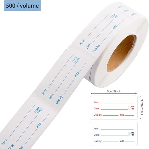1000 Pieces Removable Food Labels, 1 x 2 Inch Date Stickers for Freezer, Refrigerator Food Containers - Easy to Write On(1000PCS)