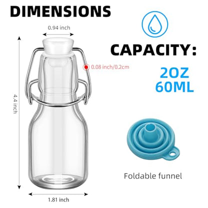 1Pc (2oz white lid) clear Swing Top Brewing Bottles with Leak Proof Easy Caps, Glass Beer Bottle Flip Top Bottles For Kombucha, Kefir, Vanilla Extract, Beer (2oz white lid) - size: 2 Ounces