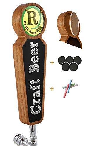 TESLYAR Wooden Beer Tap Handle for Kegerator – Large Chalkboard Keg Tap Handle Display for Bar, Brewery, Homebrew – Customizable Beer Faucet Handle (Brown) - color: Brown