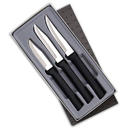 Rada Cutlery Paring Knife Galore Gift Set (G201), 3-Piece Knife Set, Stainless Steel Blades, Black Handle - color: Black
